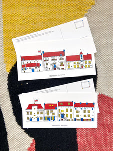Mondriaanstijl Muurhuizen ansichtkaarten, 4 stuks