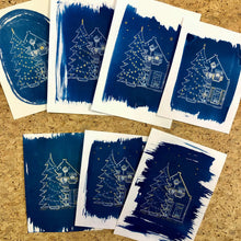 Afbeelding in Gallery-weergave laden, Blauwdruk/Cyanotype Kerstkaart A5