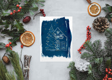 Afbeelding in Gallery-weergave laden, Blauwdruk/Cyanotype Kerstkaart A5