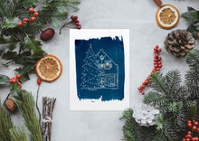 Afbeelding in Gallery-weergave laden, Blauwdruk/Cyanotype Kerstkaart A5