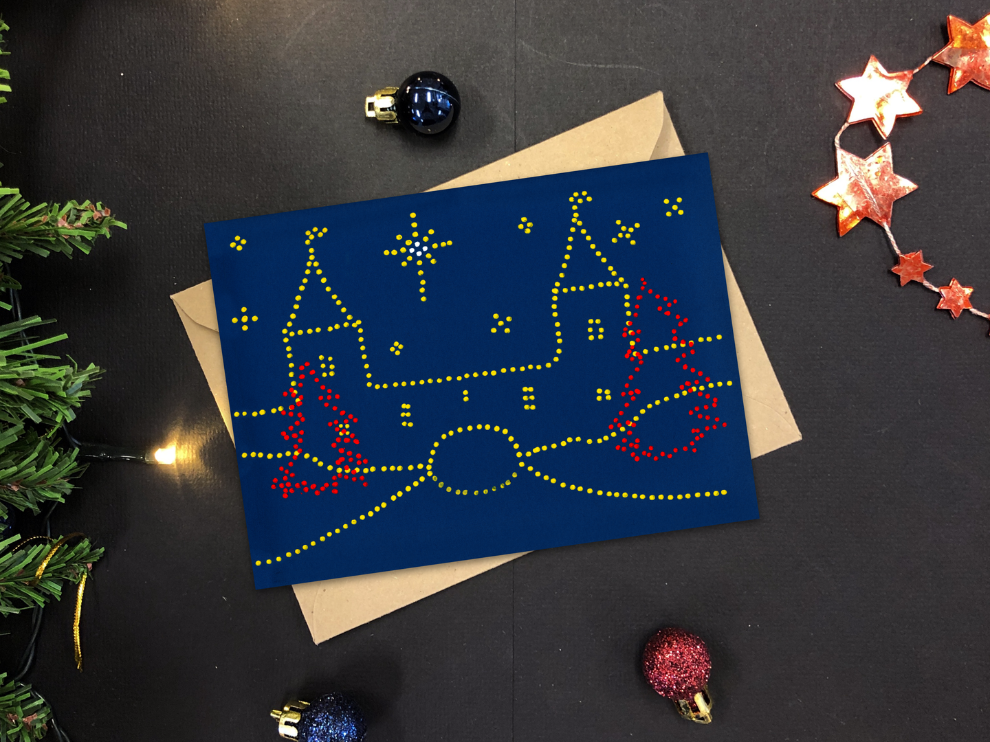 Monnikendam stippen Kerstkaart (5 stuks incl. envelop)
