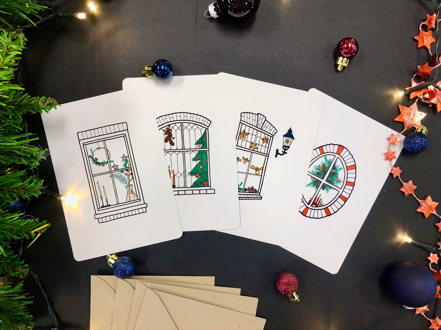 Christmas Card Windows (set of 4)